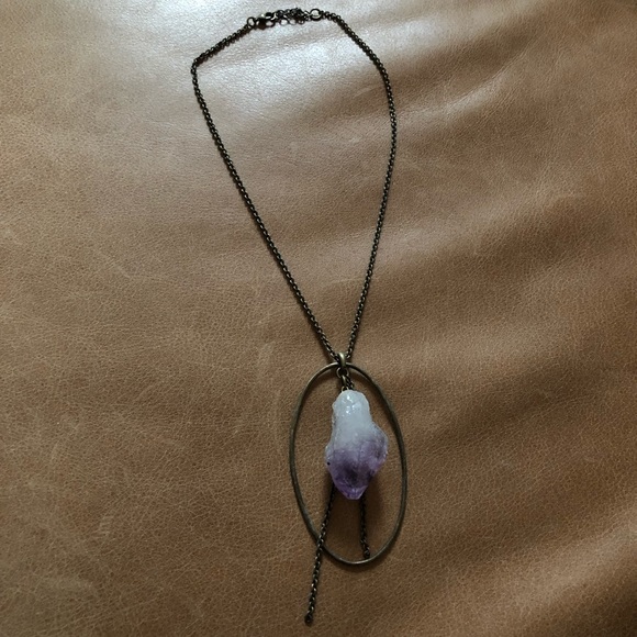 Brass amethyst orbit necklace - Picture 3 of 5